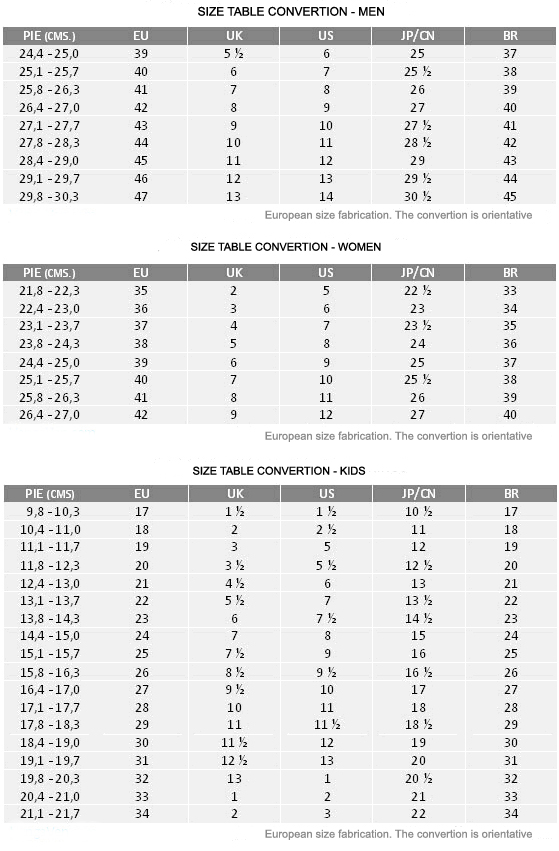 size table convertion